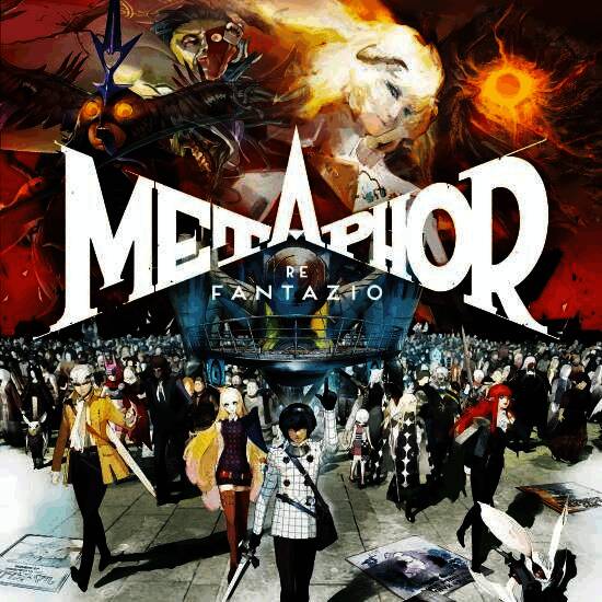 《暗喻幻想》游戏内实机画面，主角与队友在奇幻城镇中行走，周围环绕着风格鲜明的NPC与建筑，整体美术风格极具辨识度