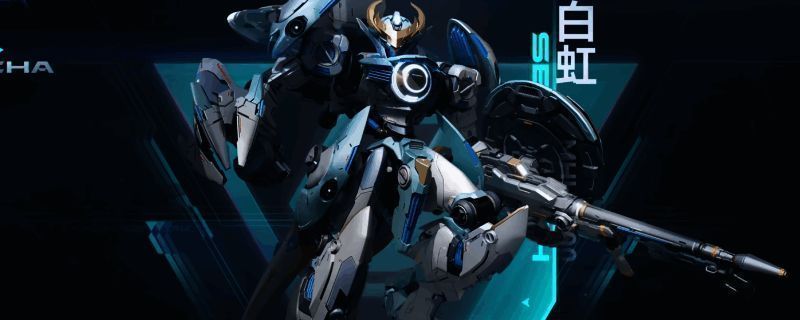 《解限机》中白虹机甲的立绘展示,机体呈流线型设计,通体以白色为主,搭配红色能量纹路,科技感十足