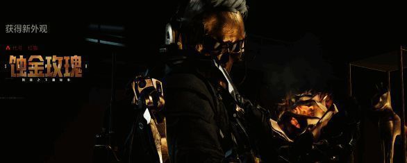 红狼蚀金玫瑰皮肤展示图,金色枪身镶嵌玫瑰与荆棘纹路,细节精致华丽