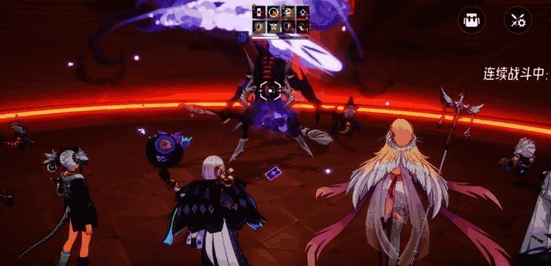 阵容搭配示意图,清晰标注四位角色站位及技能联动效果,突出团队协作机制