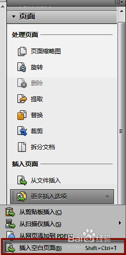 插入空白页设置对话框界面,包含插入位置下拉菜单、页数输入框及确认按钮