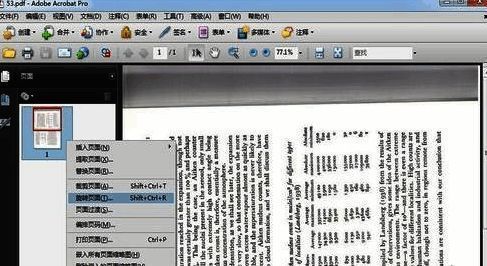 鼠标右键点击PDF页面缩略图，弹出菜单中包含‘旋转页面’选项