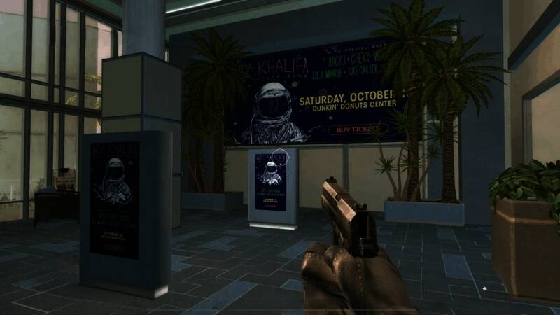 《堡垒之夜》游戏场景中出现虚拟广告牌,显示品牌赞助信息