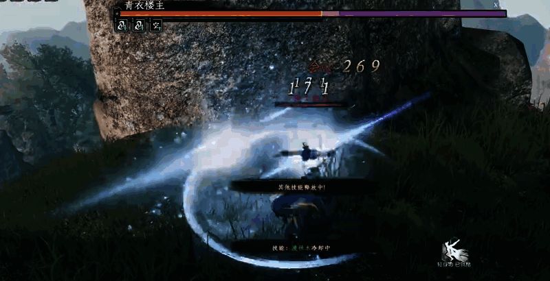 玩家角色与空欢喜和尚对话场景,对话框显示‘青衣楼主藏身青然林深处’