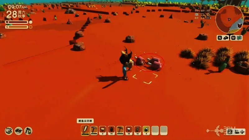 物品栏界面展示获得的‘变异肉’和‘变异鳞片’,图标带有紫色脉冲特效,标注为稀有材料