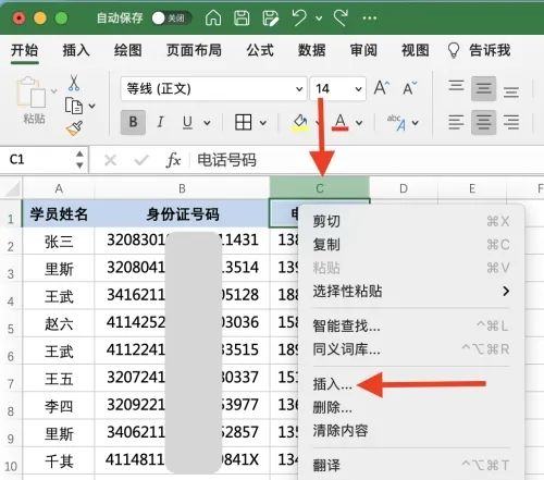 Excel单元格中显示脱敏公式的输入过程,公式栏清晰展示SUBSTITUTE与MID函数的嵌套结构