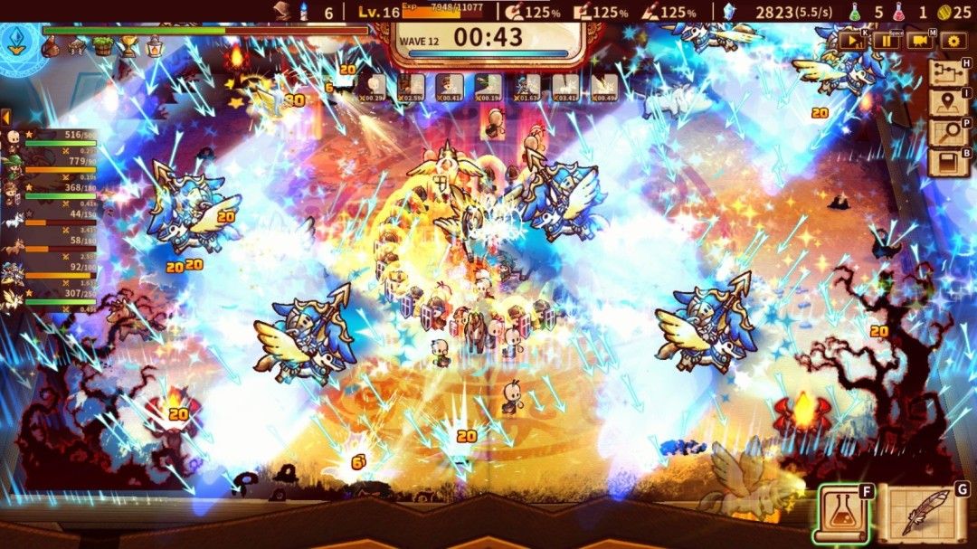 游戏中英雄自动出击对抗灾厄的战斗场景，画面动感十足，特效华丽