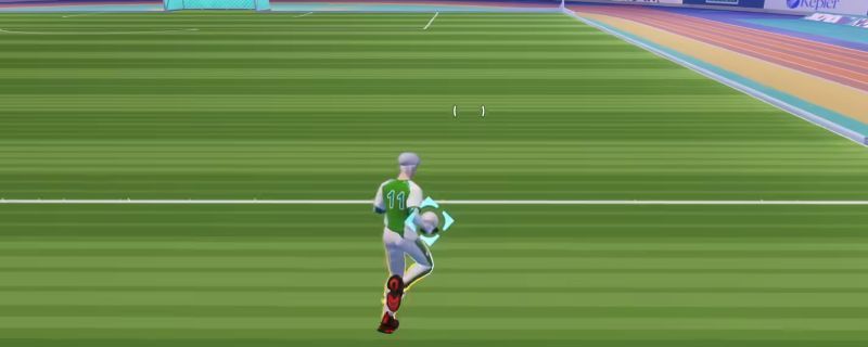 玩家在《开球!REMATCH》中使用趟球转身动作突破防守,角色身体倾斜,脚下带球变向,画面动感十足