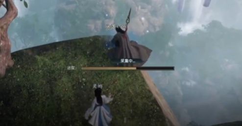 NPC任凡立于药材摊前,身后货架摆满各类草药瓶罐,界面显示交易选项