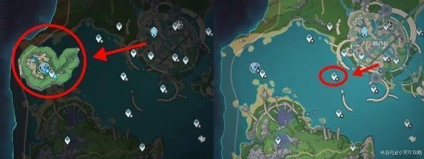 玩家角色站在水下锚点附近,正准备朝山坡上的洞口移动,周围水流环绕,环境清幽