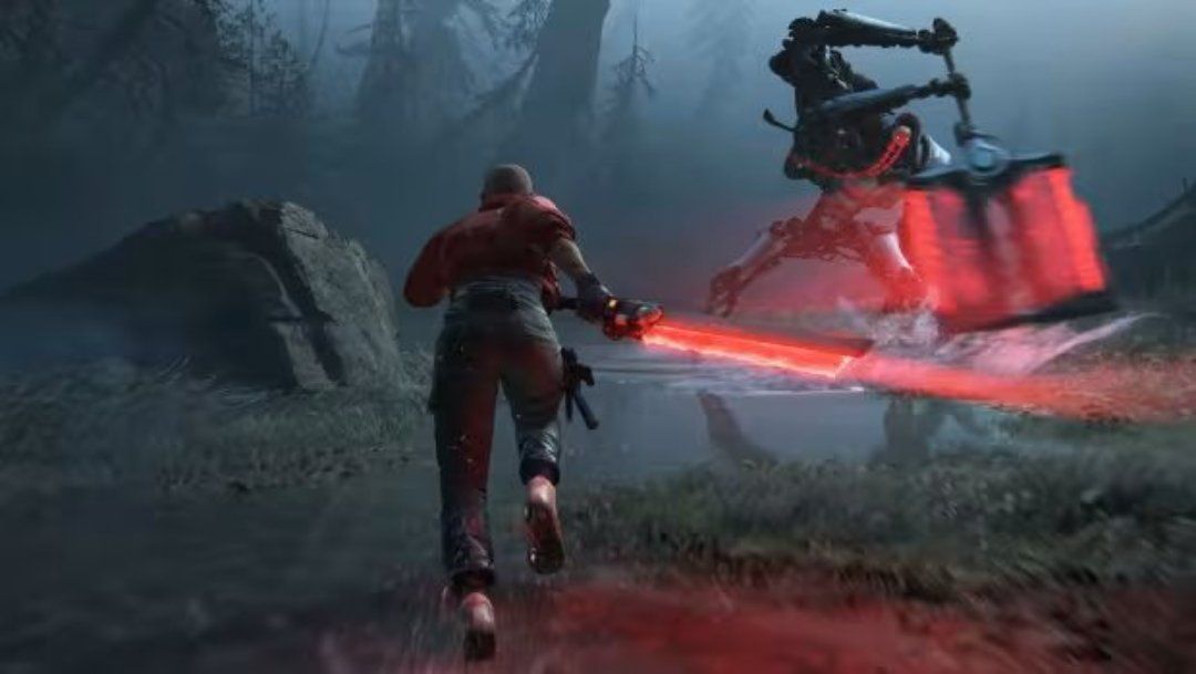 塔蒂·加布里埃正在进行动作捕捉表演，身体标记点清晰可见，动作充满张力