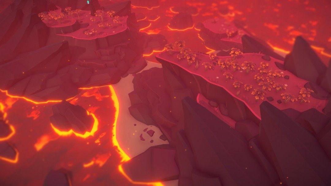 玩家在沙漠区域布局建筑,利用色彩搭配形成几何美感,整体风格极具艺术感