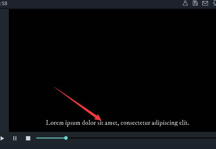 字幕库中选择底边字幕模板,预览区域显示默认文字位置