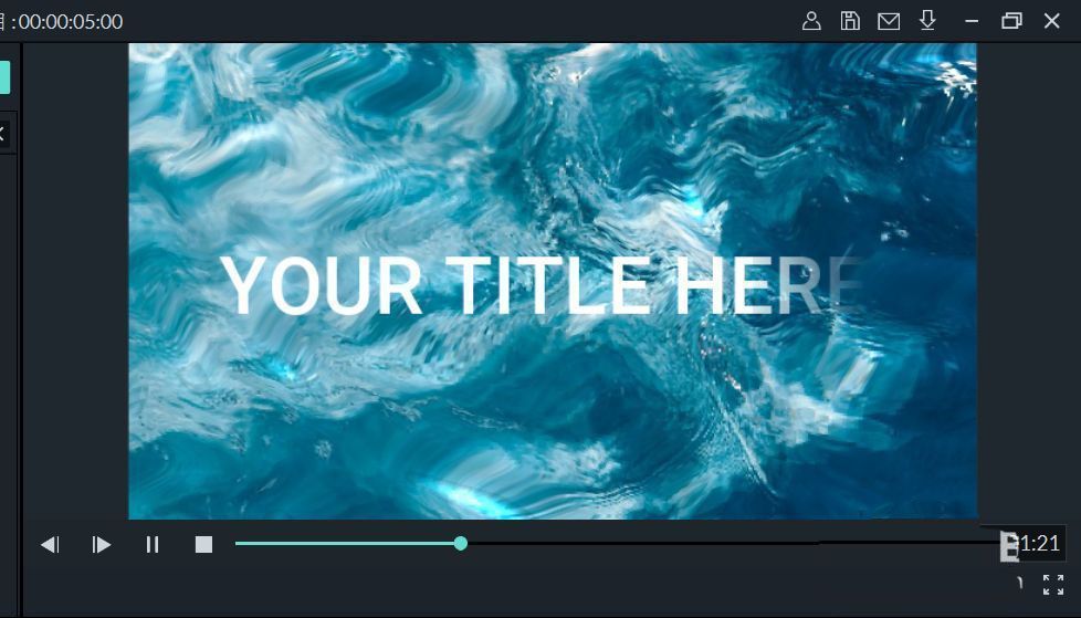 最终效果预览画面，水波微微荡漾，白色艺术字体从水中浮现，视觉效果清晰动人