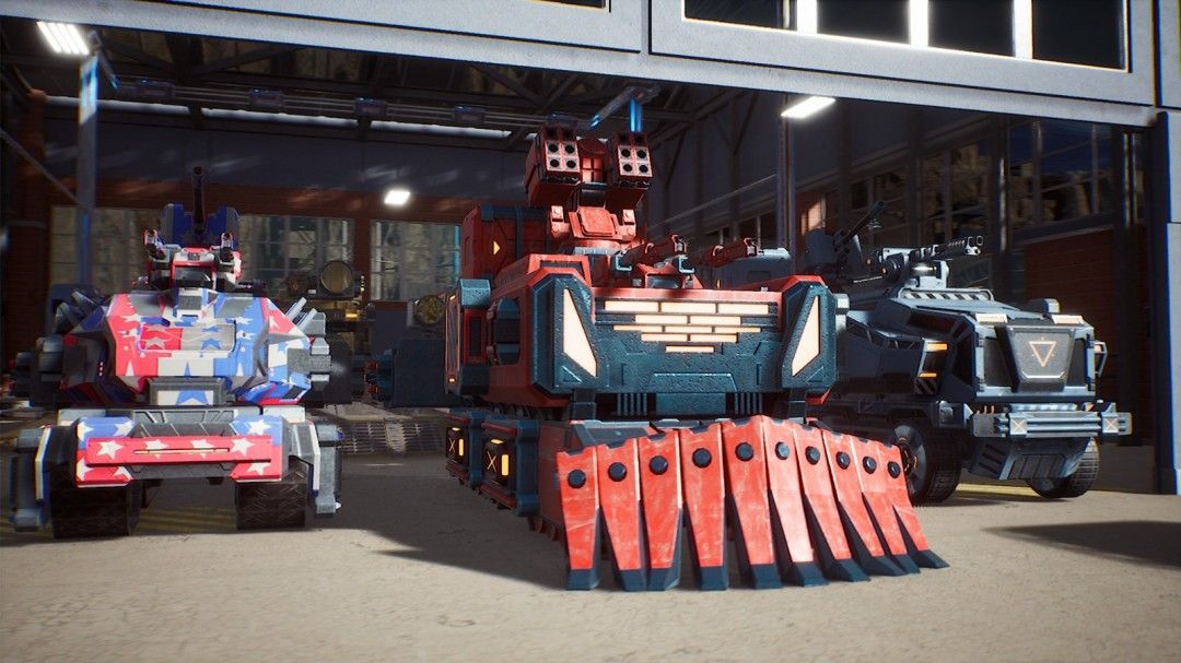 玩家在组装界面拖拽不同部件组合战车,屏幕显示各项性能参数变化