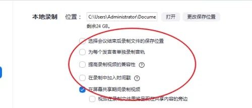 自定义录制选项界面,展示多种可调节设置项