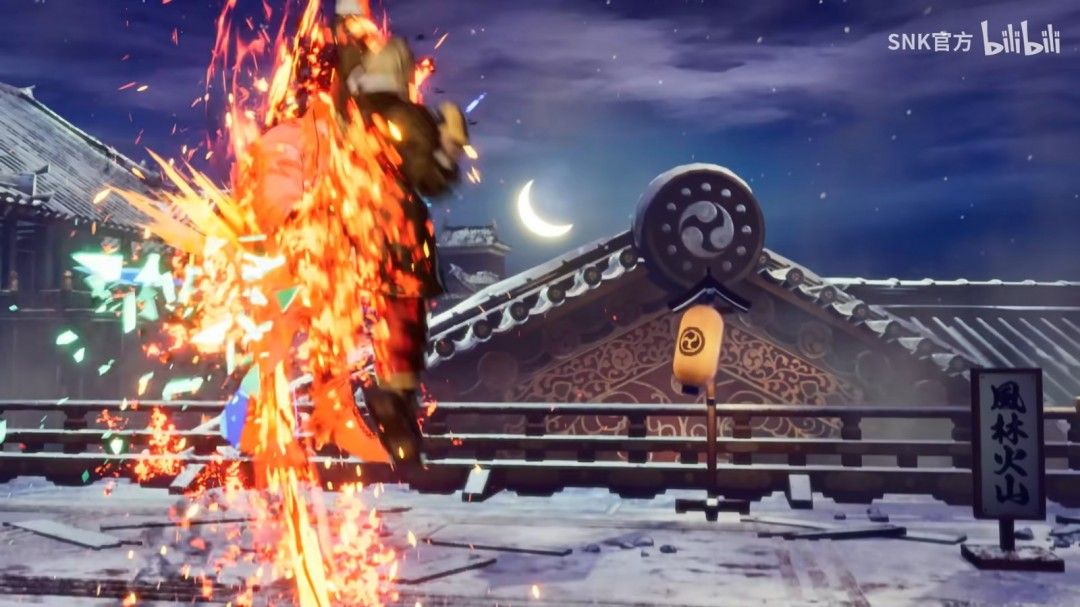 肯施展必杀技时的全屏特效,火焰如龙卷般席卷战场