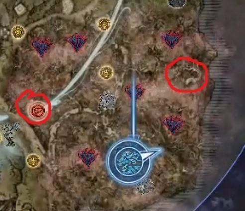 地图局部截图,两个黄色光点标记了‘腐败森林庇佑’的常见刷新位置,配有简要文字说明