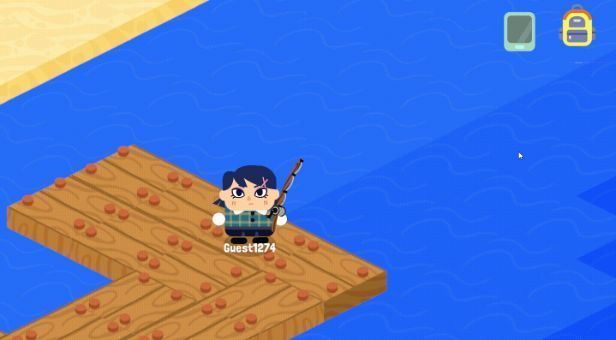 玩家角色坐在草地上抚摸一只白色猫咪，周围有蝴蝶飞舞，远处是五彩的小屋群落，画面充满田园诗意