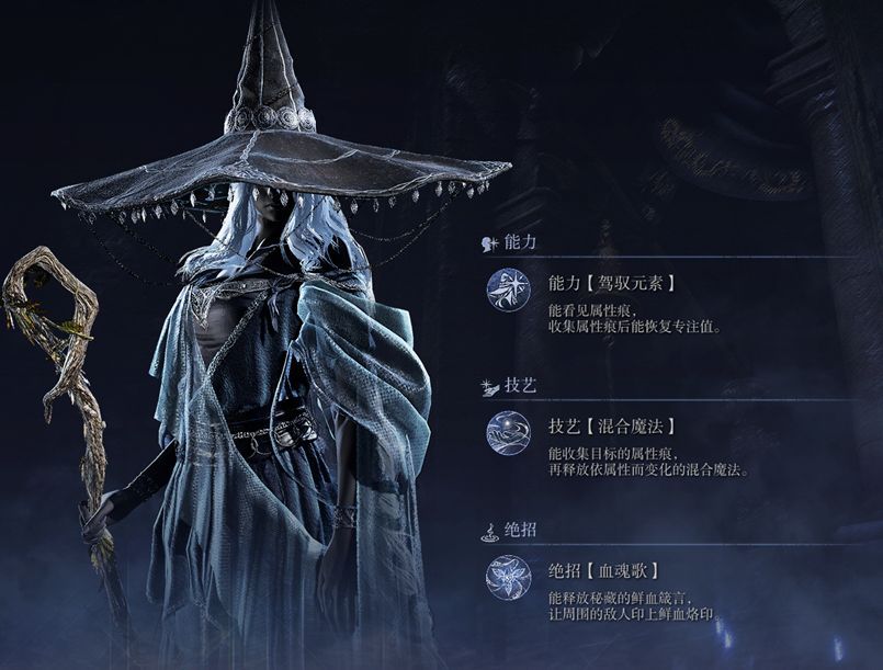 隐士角色属性面板截图,显示智力与信仰均为S级,生命值条最短,魔法值条最长