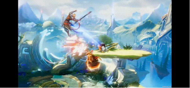 两名形态各异的孙悟空在擂台上激烈交手，技能特效交织成炫目光效