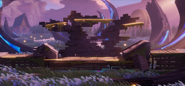 寒星旷野地图场景，白雪覆盖大地，远处有两人持剑相对的剪影