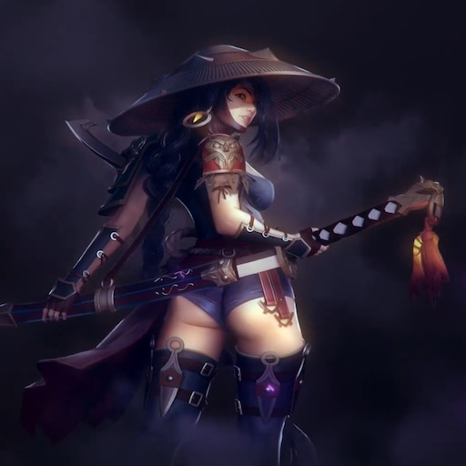 战斗场景中女主挥刀斩敌，动态模糊下脸部建模显得更加失真