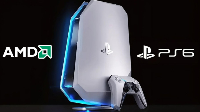 概念图展示未来PS6主机设计想象图,搭配高端电视呈现4K高刷新率游戏画面