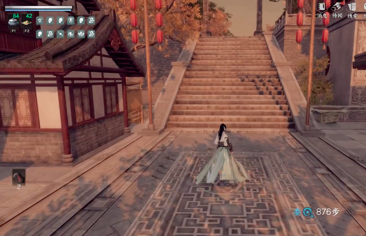 拍卖会场景截图，展示陈列中的秘籍、武器与丹药，玩家角色正准备出价竞拍