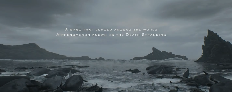 《死亡搁浅2》中主角与巨大BT在灰暗空间对峙的战斗画面，周围弥漫着诡异雾气，氛围紧张压抑