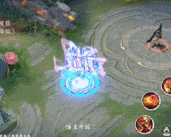 酒吞童子大招「狂啸」完整释放GIF：变身鬼王时金色符文风暴席卷屏幕，召唤的鬼葫芦悬浮旋转并持续发射螺旋音波弹，每次命中目标迸发放射状声波粒子与频率跳动UI特效