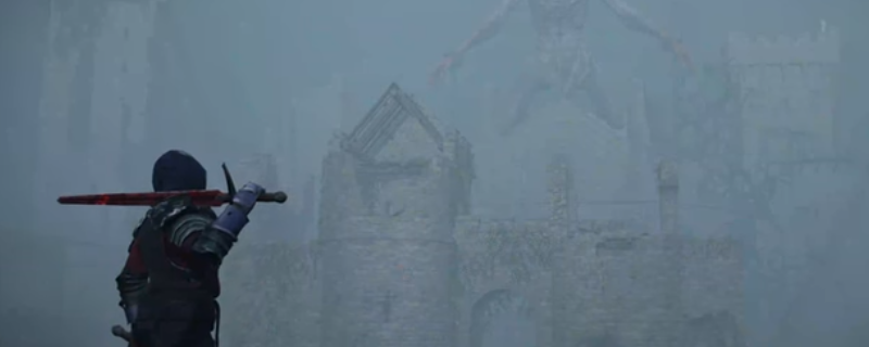 《污痕圣杯：阿瓦隆的陨落》游戏内场景截图：幽暗潮湿的地下洞窟中，巨型章鱼状Boss‘海洋之灾’悬浮于水面之上，触手翻涌，背景可见坍塌的石柱与泛着微光的古老符文壁画