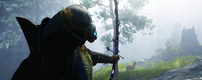 《污痕圣杯：阿瓦隆的陨落》游戏内场景：阴郁色调的南方之角村酒馆，木质吧台后站着身着灰蓝长裙、神情疏离的少女艾丽莎，窗外透入冷冽天光