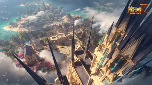 复古风手绘风格插画：北方大学宿舍内景，四台CRT显示器散发幽蓝微光，屏幕上《魔域》端游界面交相辉映，窗外雪花纷飞，窗玻璃映出年轻玩家们专注而兴奋的脸庞