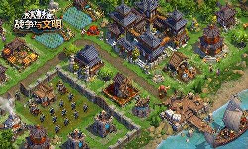 游戏狩猎场景特写：原始人角色手持长矛围堵棕熊，背景为茂密森林与溪流，右上角UI显示‘狩猎奖励×2’动态标识