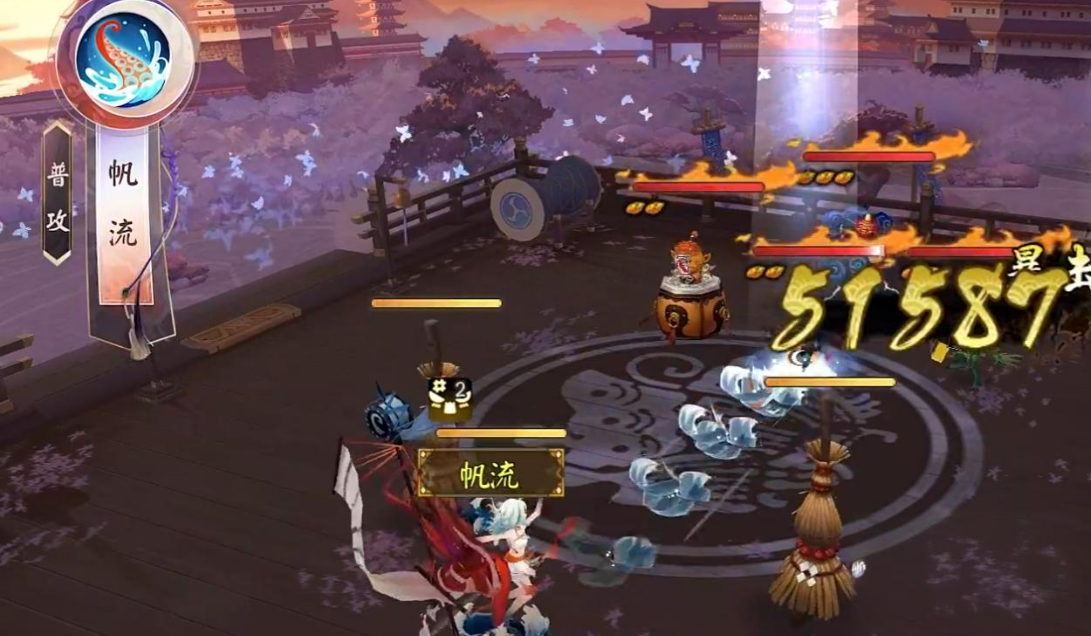 实战对比图:左侧为常规SR式神输出曲线,右侧湍津姬在相同回合内呈现治疗量(蓝线)、伤害量(红线)、速度增幅(绿线)三维增长趋势