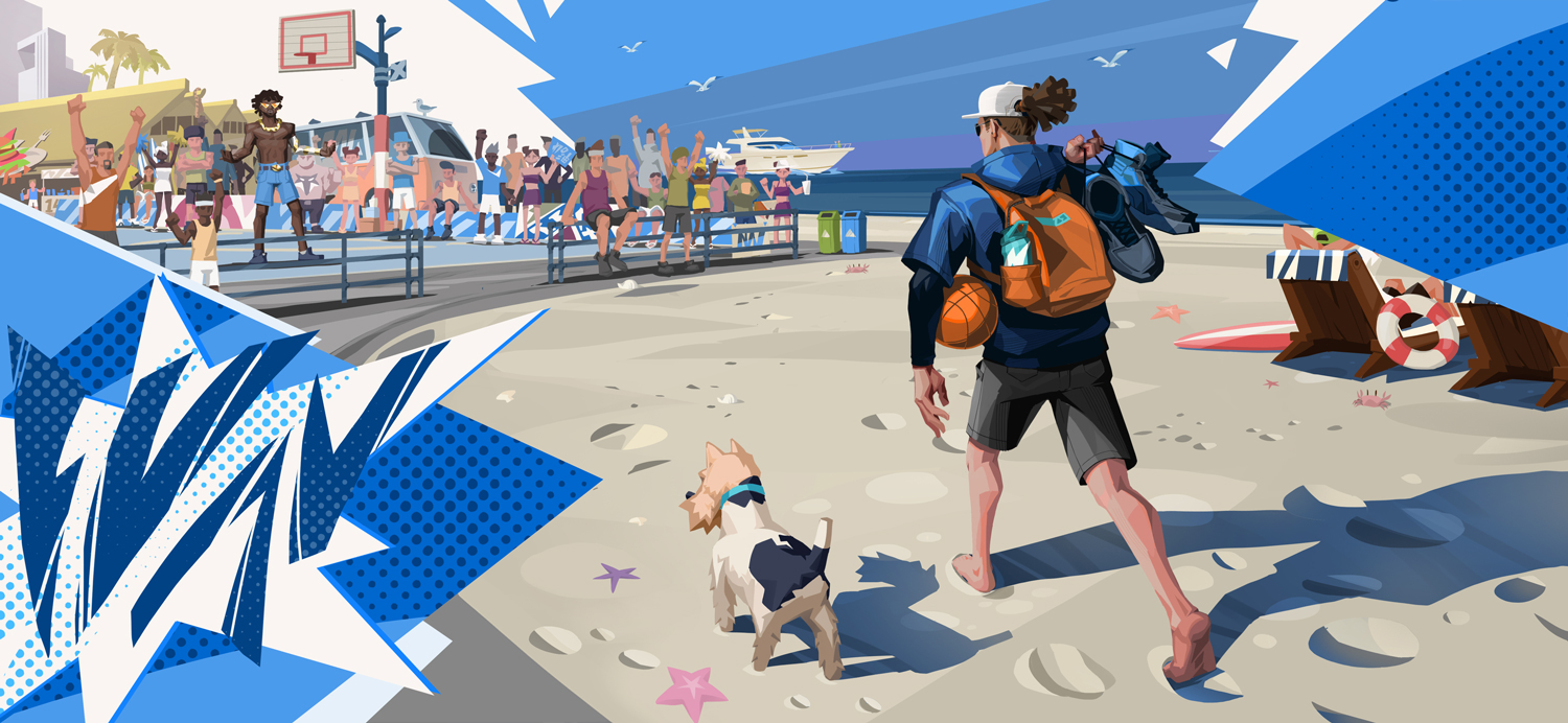 UI界面特写：左侧为球鞋DIY面板，右侧展示四双已设计球鞋缩略图，中央悬浮一双高光渲染的定制款AJ，鞋舌绣有玩家ID缩写