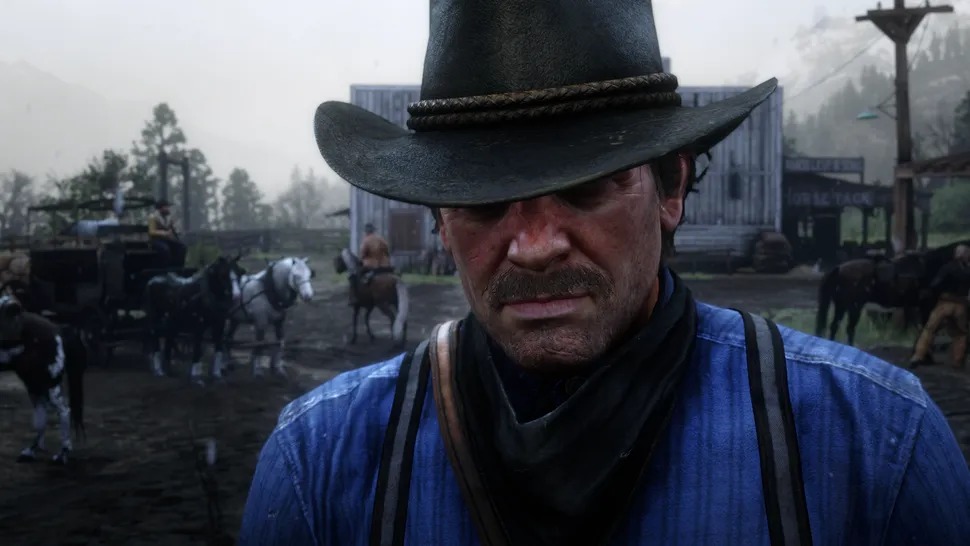 Rockstar官方支持网站界面截图，左侧导航栏高亮显示《Red Dead Redemption 2 Online》条目，右侧‘Account Migration’（账号迁移）选项清晰可见，背景为深色西部风格UI