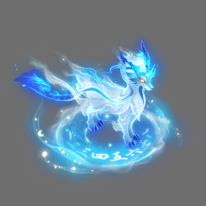 GIF动图:坐骑静止时‘星月’特效缓缓旋转,银白光轨环绕坐骑颈部,弯月微光轻盈浮动