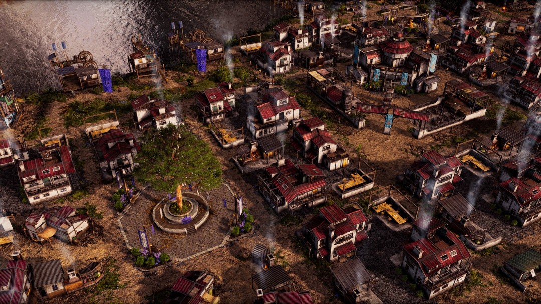 概念艺术图：黄昏下的废弃高速公路，三辆武装改装巴士呈楔形阵列疾驰，车顶机枪喷吐火光，后方扬起滚滚黄沙，远处隐约可见掠夺者涂鸦的坍塌高架桥