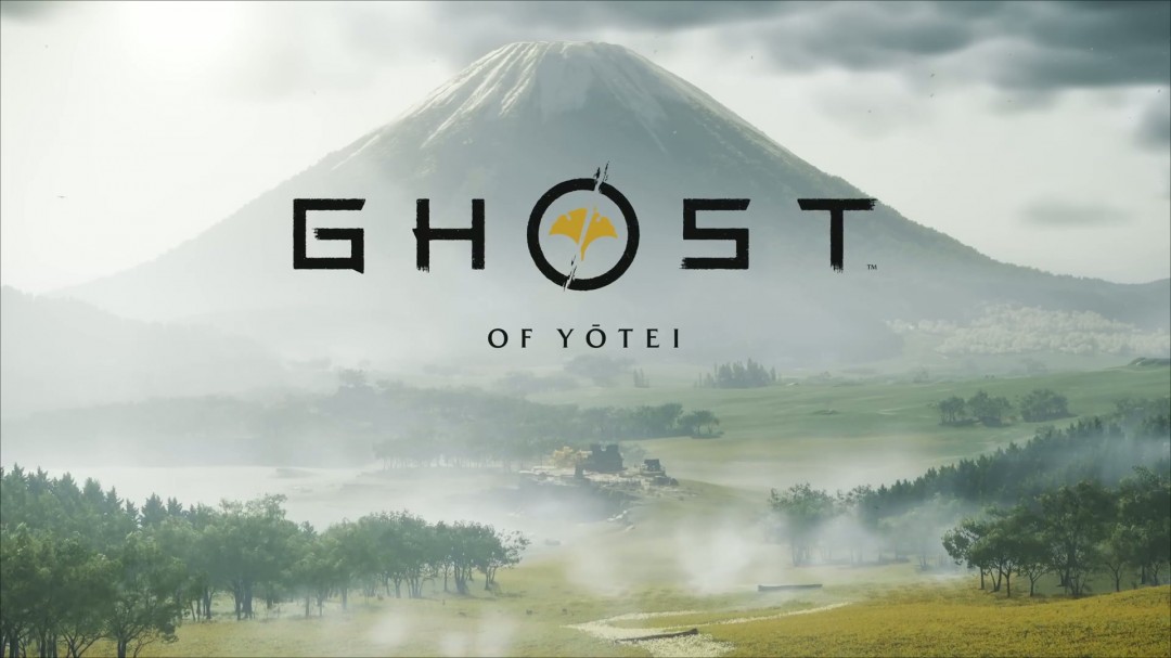 《羊蹄山之魂》实机画面：主角笃立于雪覆山巅，身披深色铠甲，手持武士刀凝望远方，背景是苍茫虾夷群山与低垂铅云，氛围肃穆而孤绝