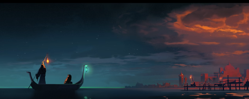 《杀戮尖塔2》亡灵契约师角色立绘，身披灰黑长袍，左手缠绕幽蓝灵魂链，右手悬浮三张泛着骨白微光的卡牌，背景为破碎墓碑与浮动符文