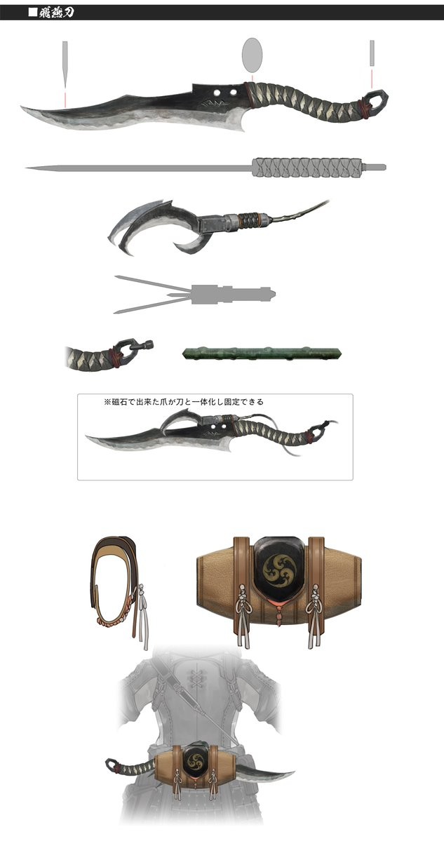 《狂野之心S》飞燕刀武器设定图：流线型武士刀身缠绕银色钢丝，刀尖跃动着青蓝色电光特效，背景为高速移动的残影轨迹