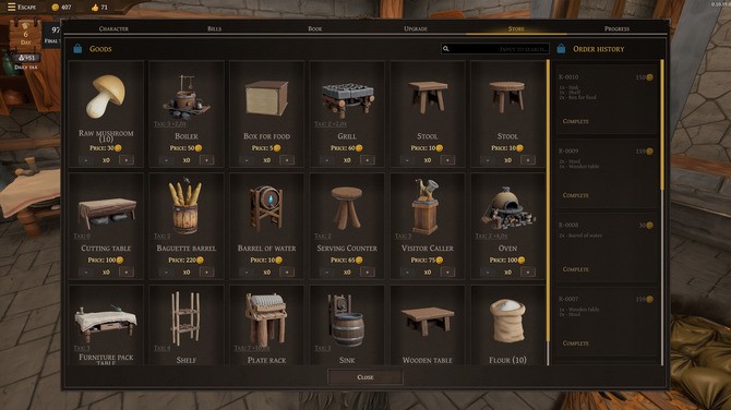 餐厅内部场景:木质长桌坐满各色怪物顾客,天花板垂下带烛火的铁链,角落老鼠侍者正用长柄勺搅动巨型铜锅,蒸汽中隐约浮现‘BEST BLOOD SAUCE’招牌