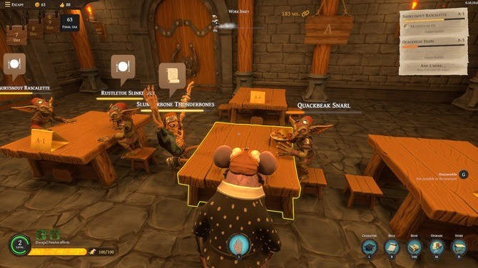 UI界面截图:任务面板弹出‘安抚暴怒的骷髅酒保’指令,下方倒计时跳动,右侧食材栏显示‘新鲜蝙蝠翼×3’‘龙息辣椒粉×1’等搞怪原料