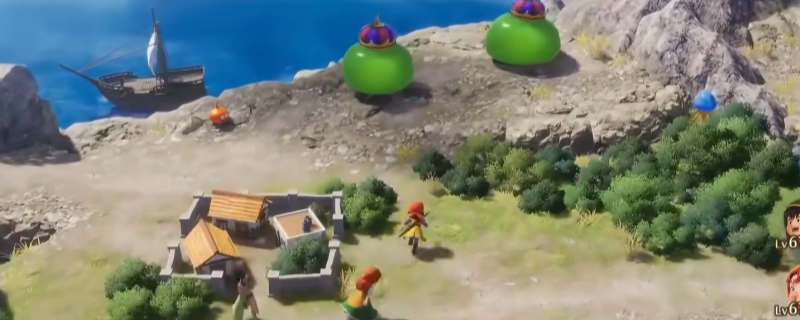 《勇者斗恶龙7：重制版》游戏内画面：主角站在现代梅泽雷郊外石阵中央，周身环绕数只泛着银光的金属史莱姆王，头顶飘出金色‘+99999’经验数字特效