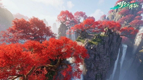 游戏内竖屏实机画面：玩家角色立于河阳城古桥之上，细雨微斜，青瓦泛光，水面倒影随涟漪轻轻晃动，UI简洁悬浮于右下角