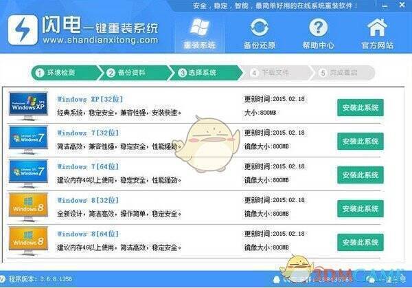 闪电一键重装系统第四步操作界面