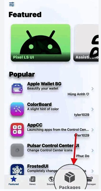 Misaka 切换到 Packages 界面图