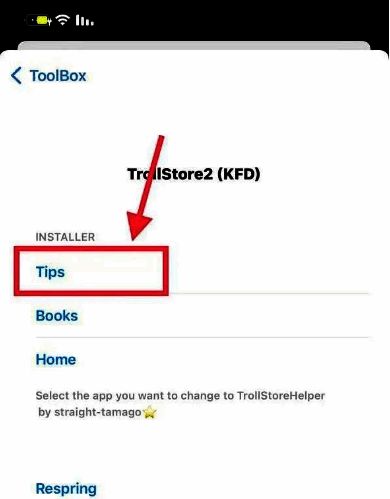 点击 Tips 提示 app 界面图